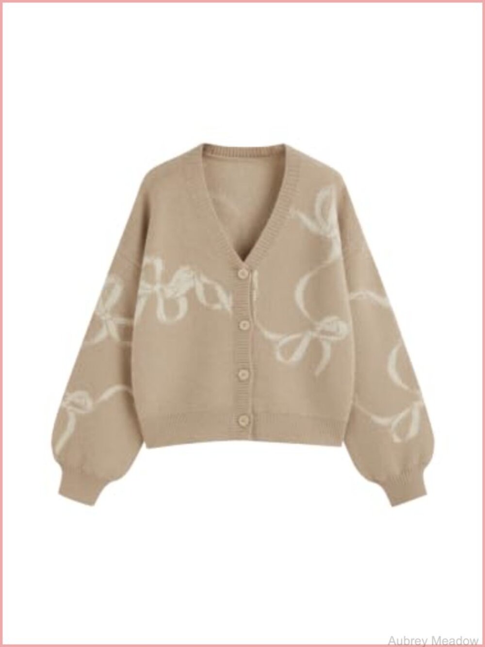 Womens Button Down Bow Cardigan V Neck Long Sleeve Knit Sweater Fall